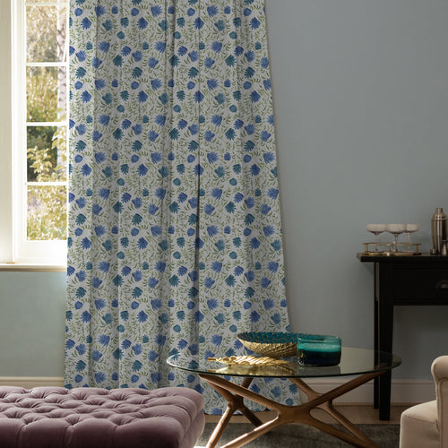 Floral Blue Fabric - Elai Printed Cotton Fabric (By The Metre) Denim Voyage Maison