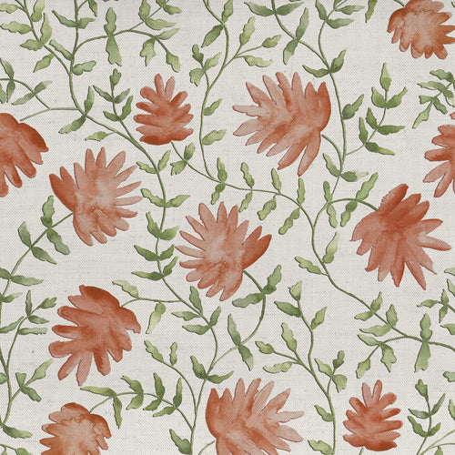 Floral Orange Fabric - Elai Printed Cotton Fabric (By The Metre) Terracotta Voyage Maison