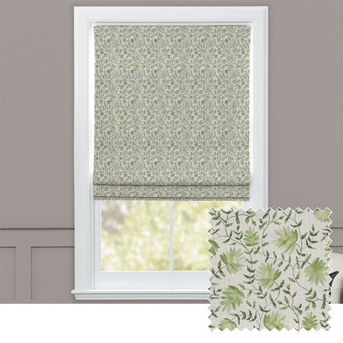 Floral Green M2M - Elai Printed Cotton Made to Measure Roman Blinds Sage Voyage Maison