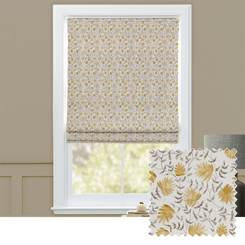 Floral Beige M2M - Elai Printed Cotton Made to Measure Roman Blinds Stone Voyage Maison