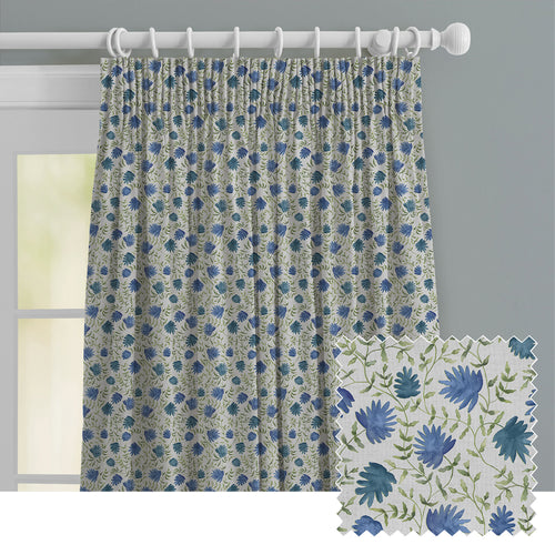 Floral Blue M2M - Elai Printed Cotton Made to Measure Curtains Denim Voyage Maison