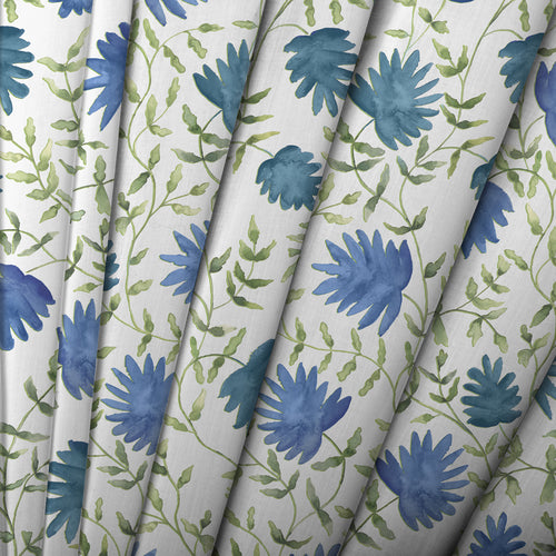 Floral Blue M2M - Elai Printed Cotton Made to Measure Curtains Denim Voyage Maison