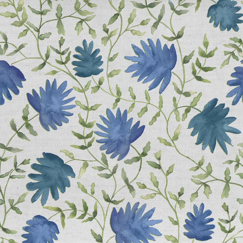 Floral Blue M2M - Elai Printed Cotton Made to Measure Curtains Denim Voyage Maison
