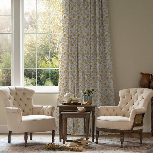 Floral Beige M2M - Elai Printed Cotton Made to Measure Curtains Stone Voyage Maison