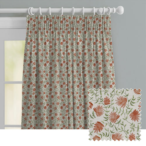 Floral Orange M2M - Elai Printed Cotton Made to Measure Curtains Terracotta Voyage Maison