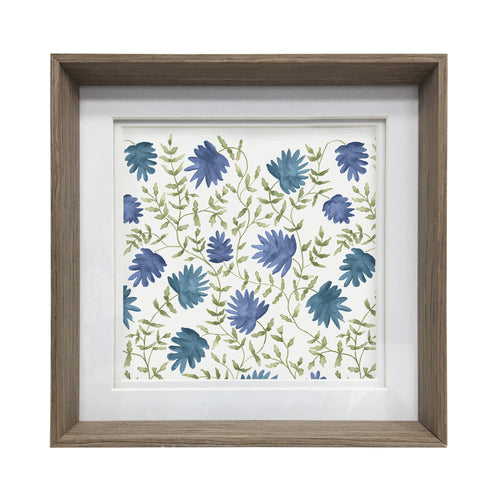 Floral Blue Wall Art - Elai  Framed Print Nut/Denim Voyage Maison