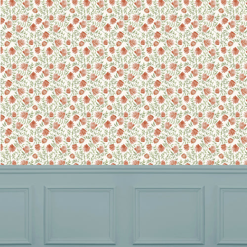 Abstract Orange Wallpaper - Elai  1.4m Wide Width Wallpaper (By The Metre) Terracotta Voyage Maison