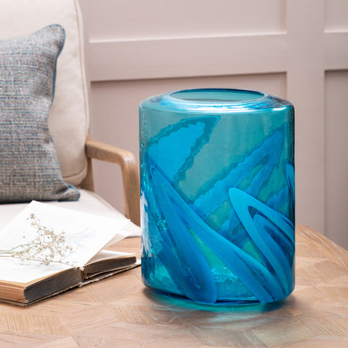  Blue Glassware - Elbe Hand-Blown Vase Aqua Voyage Maison