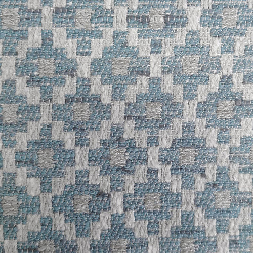 Geometric Blue Fabric - Elmore Woven Jacquard Fabric Dawn Voyage Maison