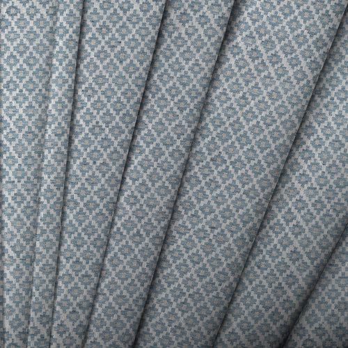 Geometric Blue Fabric - Elmore Woven Jacquard Fabric Dawn Voyage Maison