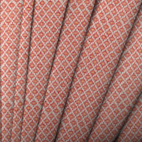 Geometric Orange Fabric - Elmore Woven Jacquard Fabric Heritage Voyage Maison