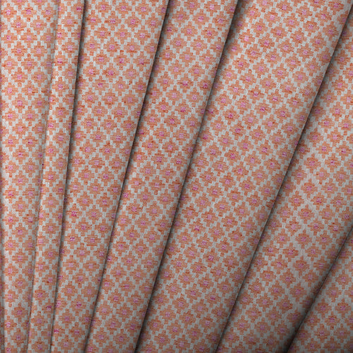 Geometric Orange Fabric - Elmore Woven Jacquard Fabric Russet Voyage Maison