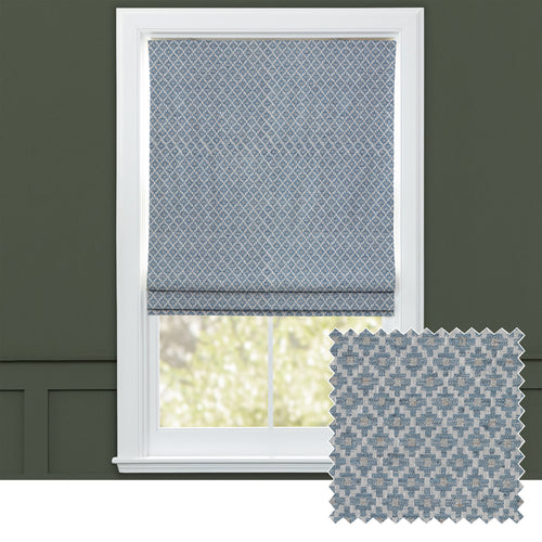 Check Blue M2M - Elmore Woven Jacquard Made to Measure Roman Blinds Default Voyage Maison