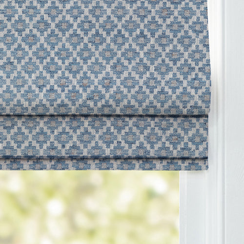 Check Blue M2M - Elmore Woven Jacquard Made to Measure Roman Blinds Default Voyage Maison