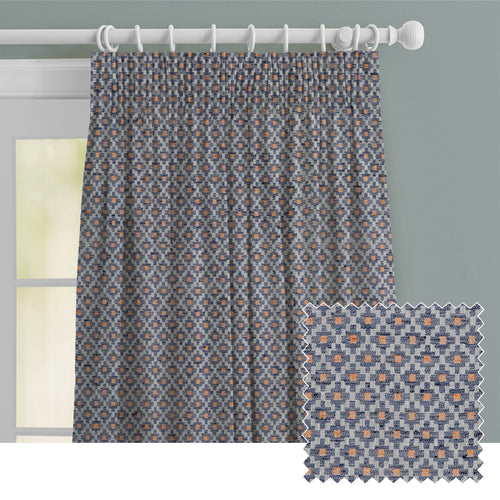 Check Blue M2M - Elmore Woven Jacquard Made to Measure Curtains Default Voyage Maison