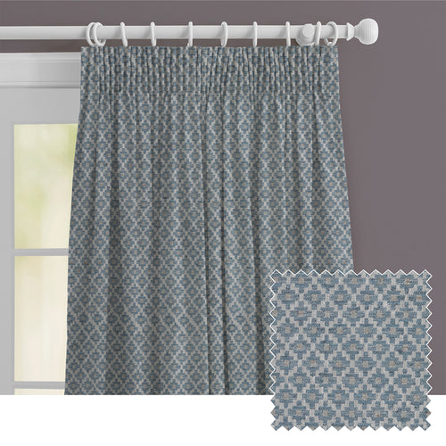 Check Blue M2M - Elmore Woven Jacquard Made to Measure Curtains Default Voyage Maison