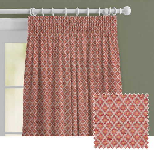 Check Red M2M - Elmore Woven Jacquard Made to Measure Curtains Default Voyage Maison