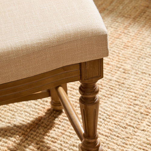 Plain Beige Furniture - Eloise Wooden Footstool Oak Voyage Maison