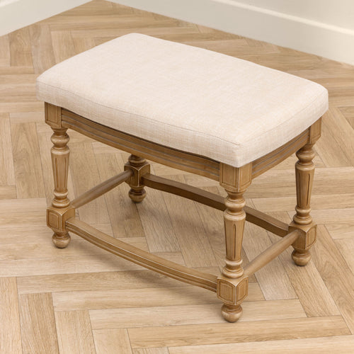 Plain Beige Furniture - Eloise Wooden Footstool Oak Voyage Maison