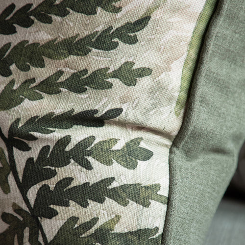 Floral Green Cushions - Elowen Printed Piped Feather Filled Cushion Linen Voyage Maison
