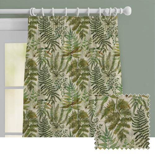 Floral Green M2M - Elowen Printed Cotton Made to Measure Curtains Linen Voyage Maison