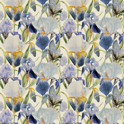 Floral Blue Fabric - Elva Printed Cotton Fabric (By The Metre) Bluebell Blue Marie Burke