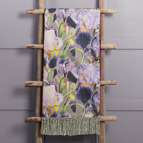 Floral Purple Throws - Elva Printed Throw Damson Marie Burke