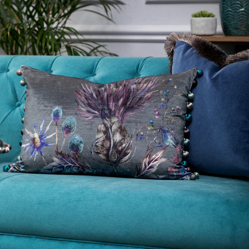 Voyage Maison Elysium Printed Feather Cushion in Sapphire
