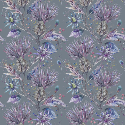 Floral Grey Fabric - Elysium Printed Cotton Fabric (By The Metre) Storm Voyage Maison