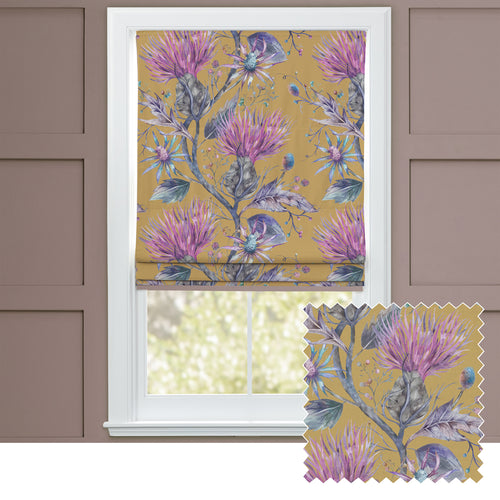 Floral Gold M2M - Elysium Printed Cotton Made to Measure Roman Blinds Gold Voyage Maison