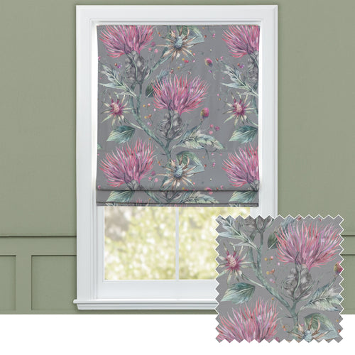 Floral Grey M2M - Elysium Printed Cotton Made to Measure Roman Blinds Onyx Voyage Maison
