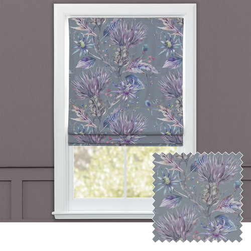 Floral Grey M2M - Elysium Printed Cotton Made to Measure Roman Blinds Storm Voyage Maison