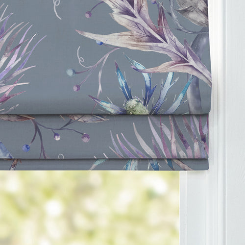 Floral Grey M2M - Elysium Printed Cotton Made to Measure Roman Blinds Storm Voyage Maison