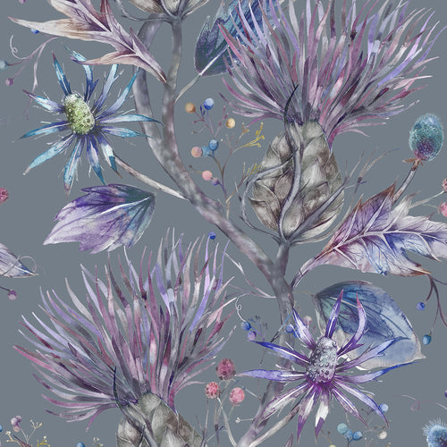 Floral Grey M2M - Elysium Printed Cotton Made to Measure Roman Blinds Storm Voyage Maison