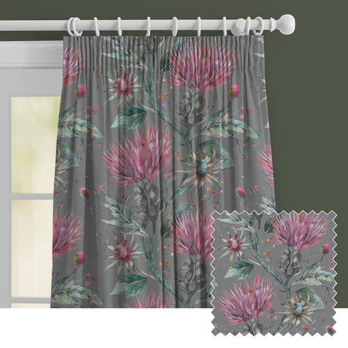 Floral Grey M2M - Elysium Printed Made to Measure Curtains Onyx Voyage Maison