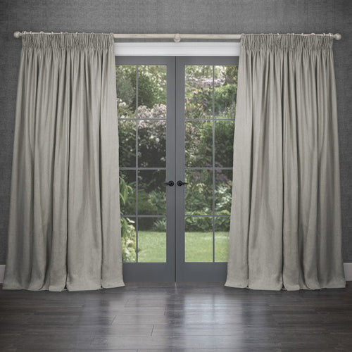 Plain Beige Curtains - Emilio Woven  Pencil Pleat Curtains Alpaca Voyage Maison