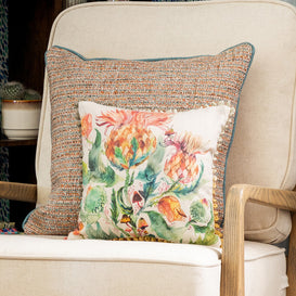 Voyage Maison Enchanting Thistle Small Printed Feather Cushion in Marigold