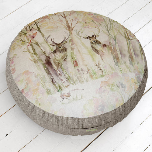 Animal Beige Cushions - Enchanted Forest Printed Floor Cushion Beige Voyage Maison