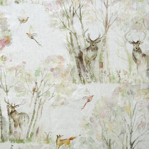 Animal Cream Fabric - Enchanted Forest Printed Oil Cloth Fabric Natural Cream Voyage Maison