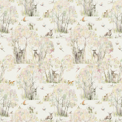 Animal Cream Fabric - Enchanted Forest Printed Oil Cloth Fabric Natural Voyage Maison