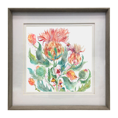 Floral Green Wall Art - Enchanting Thistle  Framed Print Nut Voyage Maison