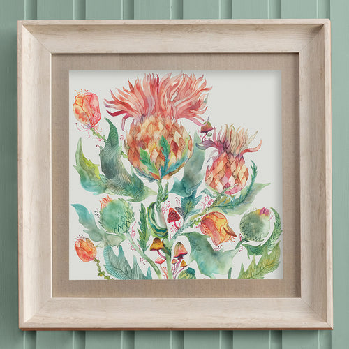 Floral Orange Wall Art - Enchanting Thistle  Framed Print Birch/Marigold Voyage Maison