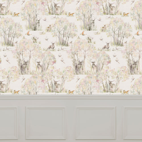 Animal Cream Wallpaper - Enchanted  1.4m Wide Width Wallpaper (By The Metre) Linen Voyage Maison