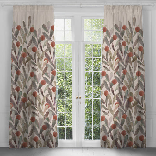 Woodland Pink Curtains - Enso Printed Pencil Pleat Curtains Mulberry Voyage Maison