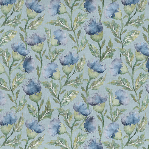 Floral Blue Fabric - Ettrick Printed Cotton Fabric (By The Metre) Bluebell Voyage Maison