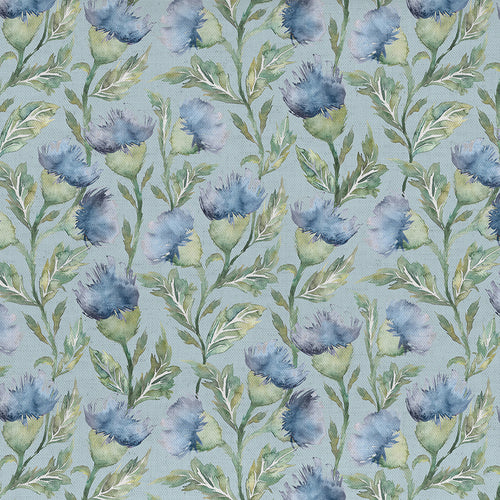 Floral Blue Fabric - Ettrick Printed Cotton Fabric (By The Metre) Bluebell Voyage Maison