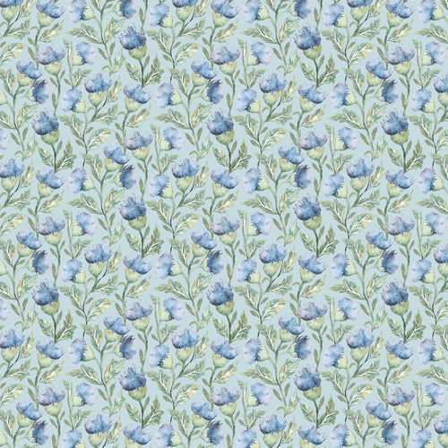 Floral Blue Fabric - Ettrick Printed Cotton Fabric (By The Metre) Bluebell Voyage Maison