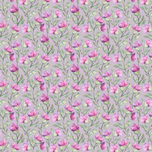 Floral Purple Fabric - Ettrick Printed Cotton Fabric (By The Metre) Mauve Voyage Maison