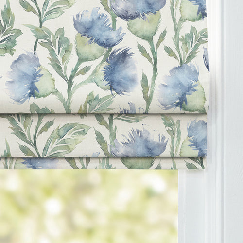 Floral Blue M2M - Ettrick Printed Cotton Made to Measure Roman Blinds Bluebell Cream Voyage Maison