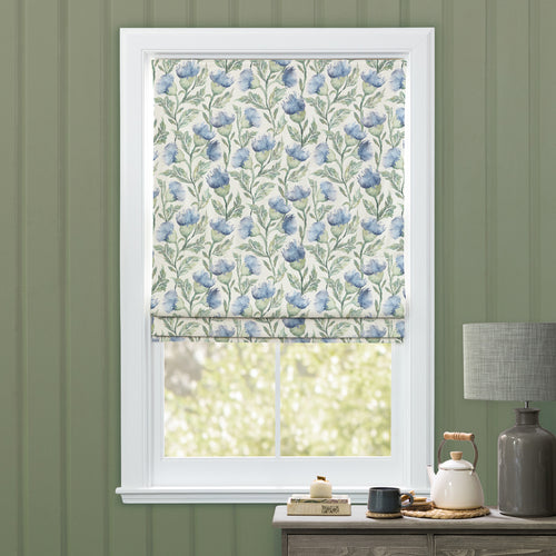 Floral Blue M2M - Ettrick Printed Cotton Made to Measure Roman Blinds Bluebell Cream Voyage Maison